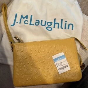 Sabel ostrich crossbody + wristlet yellow solid